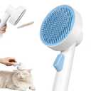 Self Cleaning Slicker Cat Brushes for Indoor Shedding Short Haired Dogs Grooming Supplies for Long Hair Pet Comb Essentials Tools for Pitbulls Removes Matted Fur and Loose Undercoat Set (Sky Blue)