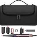 BUBM Travel Case Compatible with Dyson Airwrap Complete Styler and Attachments, Portable Storage Bag with Metal Hanging Hook for Airwrap All Models, Long Barrel, Hair Curler Accessories (Black)