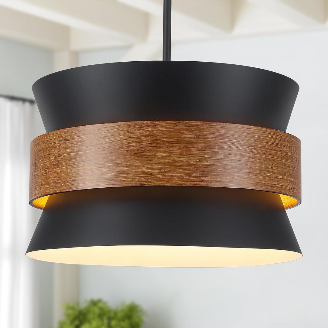 5 Light Large Farmhouse Chandelier, Black Vintage Industrial Light Fixture, Rustic Round Coastal Pendant Light Adjustable Hanging for Dining Room Living Room Kitchen Island Foyer Hallway