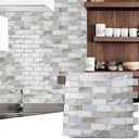 Art3d 10-Sheet Peel and Stick Backsplash Tile for Kitchen - 1212 Stick on Wall Tile for Kitchen Bathroom Countertop Living Room, Beige & White