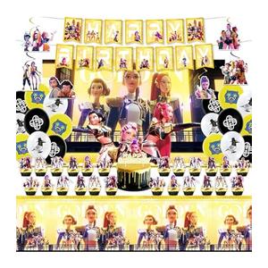 Demon Hunters Birthday Decorations, Party Supplies Set Include Banner, Backdrop, Balloons, Hanging Swirls, Cake Cupcake Toppers for Boys Girls Kpop Theme Party