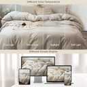 MooMee Bedding Duvet Cover Set 100% Washed Cotton Linen Like Textured Breathable Durable Soft Comfy (Heathered Tannish Linen Grey, Palatial King/Oversized King 120"x98")