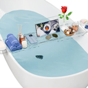 Yieach Luxury Clear Acrylic Bathtub Tray with Book Holder,Expandable Bath Tray for Tub and Bath Shelf Over Tub,Plastic Bath Table & Board,Bath Caddy Trays & Accessories for Women Relaxing Spa Gifts