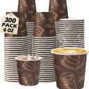 300 Pack 6 oz Disposable Paper Cups, Food Safe Paper Coffee Cups Hot Cold Beverage Drinking Cup for Coffee, Water, Tea, Juice, Espresso