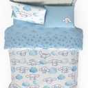 Cinnamoroll Bedding 7 Piece Super Soft Cozy Reversible Comforter and Sheet Set with Sham, Queen, (100% Official Licensed Product) by Franco
