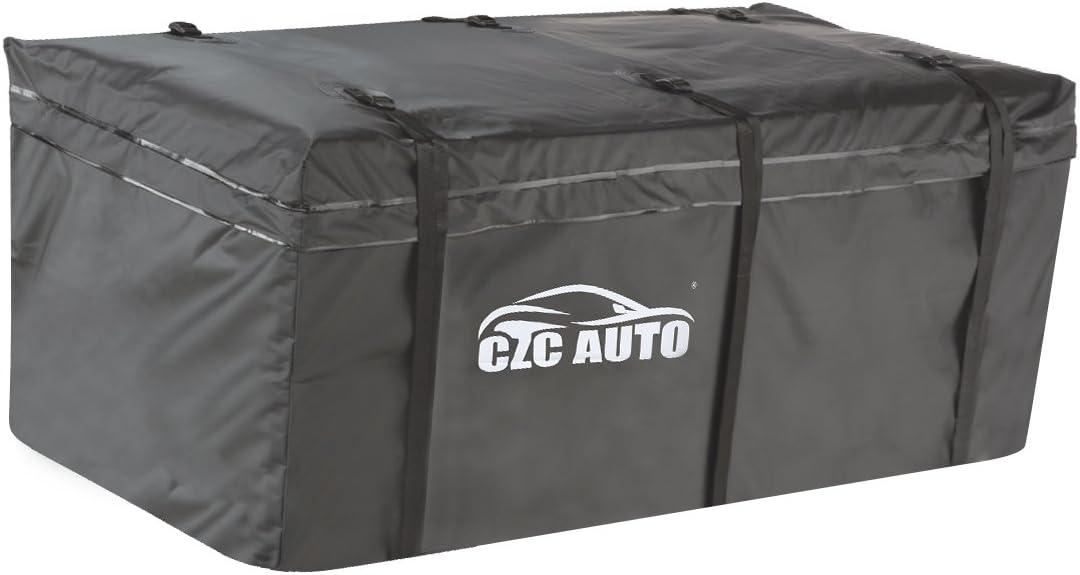 CZC AUTO Hitch Cargo Carrier Bag, 20 cu. ft Waterproof/Rainproof/Weatherproof Cargo Traveling Bag for Car Truck SUV Vans' Hitch Trays and Hitch Baskets, Safe Steady Durable Soft, Black