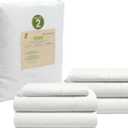 LANE LINEN 100% Organic Cotton White Twin XL Sheets Set, 3-Piece Pure Organic Cotton Percale Sheet, Extra Long Twin Sheets, Ultra Soft Bedding Sheet, Fits Mattress Upto 15" Deep - White (2Pack)