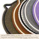 Cat Scratcher Mat, Natural Cotton Rope Cat Scratch Pad, 19.7 Round Horizontal Floor Cat Scratching Pads for Indoor Cats Grinding Claws Nails,Cat Furniture Protector (Blue with Ball)