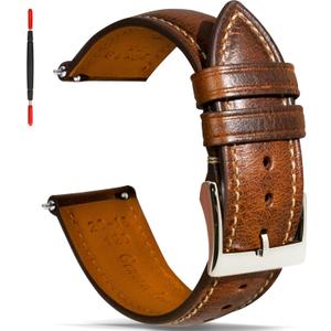 Quick Release Leather Watch Band 14mm 16mm 18mm 19mm 20mm 21mm 22mm 24mm,Vintage Oil Wax-tanned Pull-up Men's Watch Bands Replacement Leather Watch Straps for Men Women