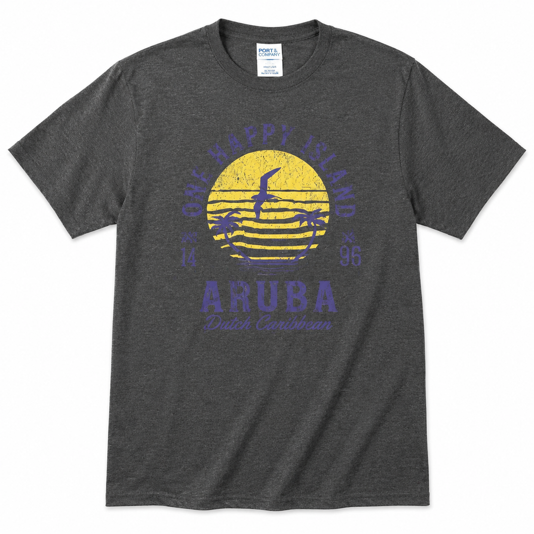 Aruba Shirts One Happy Island Souvenir Long Sleeve T-Shirt, XL