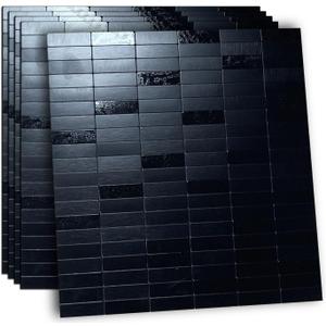 XUANINY Peel and Stick Tile Backsplash Self- Adhesive Wall Tiles Aluminum Mosaic Sticker for Kitchen (11.33"x11.92" Per Sheet, Pack of 5 pcs) (Black Brushed 5)