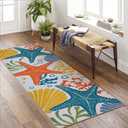 2' x 6' Washable Indoor Outdoor Runner Rug for Hallway, Kitchen, Outdoor, Stain Resistant, Easy Clean, Orange Coastal Runner Rug for Indoor, Patio, Deck, Porch, Kitchen, Hallway, Laundry Room