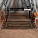 VHC Brands Farmhouse Primitive Jute Black Striped Rug Rectangle w/Floor Pad 27"x48"