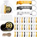 Dandat 54 Sets 80th Birthday Party Favors for Guests Birthday Beer Opener Keychain Cheers to 80 Bottle Opener Keychain with Thank You Cards and Gift Bags for Anniversary Wedding Party Favors