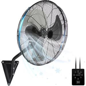 18In Wall Mount Fan, 120 Oscillating Fan and High Velocity 3-Speed Wall Fans, 5500 CFM Industrial Outdoor Wall Fans for Commercial, Garage, Residential, Warehouse - Etl Listed, Black