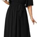 SCOMCHIC Women's Plus Size Formal Maxi Dress Summer Sweetheart Neckline 3/4 Sleeve A Line Flowy Wedding Guest Cocktail Dress