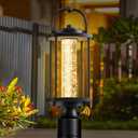 Dusk to Dawn Outdoor Post Lights, LED Waterproof Lamp Post Light Fixture with Crystal Glass, Aluminum Lamp Posts Outdoor Lighting Pole Lantern for Outside Yard Patio Pathway Garden, Hard Wired