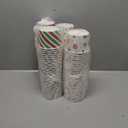 Grencian 120PCS Christmas Snack Cups 12 oz Christmas Disposable Ice Cream Cups Xmas Dessert Treat Paper Bowls Snowflake Striped Polka Spots Decorative Paper Bowl for Xmas Winter Holiday Party Supplies