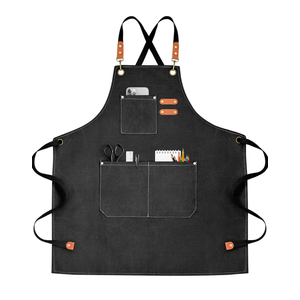 Chef Apron for Men Women Canvas Aprons with 3 Pockets Cross Back Resistant Work Apron for Cooking