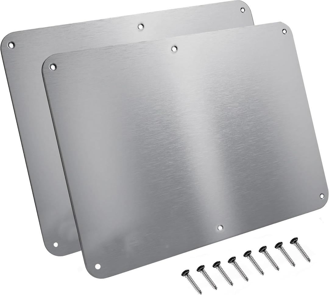 17.5inchX11.5inch Large Stainless Steel Plate for Magnets, 3M Adhesive Back, Mounting Screws, Ideal for Magnetic Shelf, Spice Holders, Colorful Magnets as a Gift. Mount Anywhere! (Silver, 2 Pack)