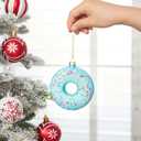 2 x Joiedomi Donut Food Mini Christmas Ornaments Blue, Snacks Blown Glass Small Ornament for Christmas Tree Hanging Outdoor Decorations Indoor, Xmas Blue Candy Party Favors