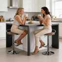 Bar Stools Set of 2, Adjustable Swivel Counter Height Barstools with Upholstered Seat, PU Leather Counter Stools for Bar, Kitchen Island, Dining Room, Gloss Black