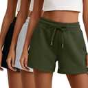 3 Pack Womens Sweat Shorts Drawstring High Waist Summer Athletic Loose Elastics Sweatpants with Pockets (Medium, Black, Light Gray, Green)