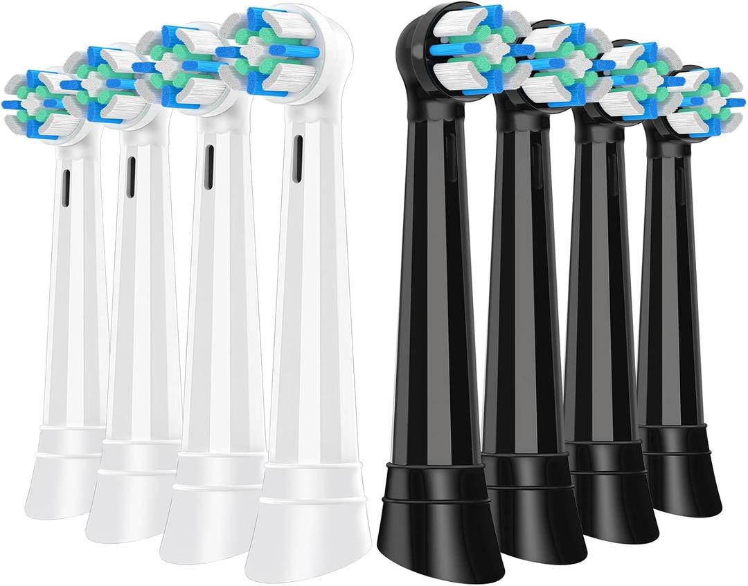 8 Pcs IO Replacement Heads Compatible with Oral B IO 2/3/4/5/6/7/8/9/10/Deep Clean Series Electric Toothbrushes, Medium Softness Brush Heads Compatible with Oral B iO (Black/White)