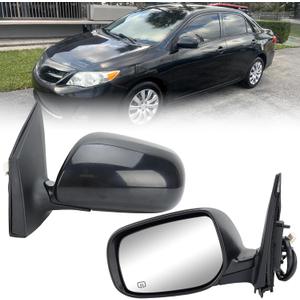 Left Driver Side Mirror Compatible with Toyota Corolla 2009-2013 Heated Power Glass Manual Folding Black 5 Pins