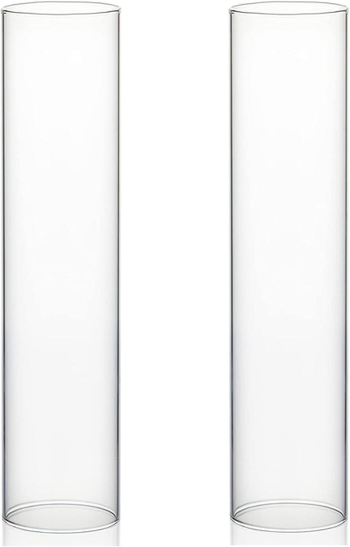 WGVI Hurricane Candle Holder Sleeve, Wide 4", Height 18", 2 Pieces, Clear Glass Cylinder Open Both Ends, Chimney Shade Tube (HST0418_2pc)