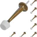 HOMOTEK 8 Pack Heavy Duty Solid Rigid Door Stop with Soft Rubber Tip, Zinc Die Cast Door Stopper Protect Wall & Door,Brass Bronze