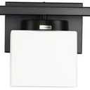5-Light Matte Black Vanity Light Fixture with White Glass Shade for Bathroom Over Mirror, 40 Inches