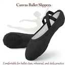 TXJ Sports Ballet Shoes for Women Girls, Women's Ballet Slipper Canvas Dance Shoes Split Sole Yoga Dance Flats (9, Black)