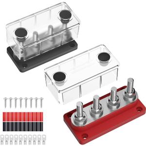 150A Bus Bar 12V Heavy Duty Power Distribution Block 4 x 5/16"(M8) Terminal Studs Waterproof Marine Bus Bar Terminal Block with Cover for Car Boat RV Solar System
