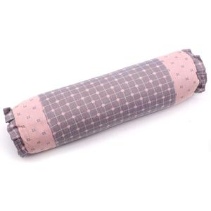 Round Neck Buckwheat Pillow, Neck Support Cervical Pillow for Side and Back Sleepers with Removable Washable Cover (16x4 inch, Grey&Pink)