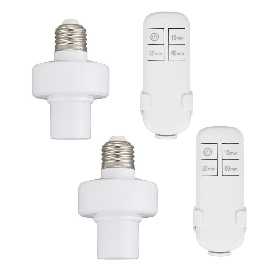 Remote Control Light Socket,Wireless Light Switch Kit with Timer,E26 E27 Bulb Lamp Holder with Remote Control,No Wiring Wall Mounted Controller Switch for Attic,Garage,Stairwell(2 Pack)