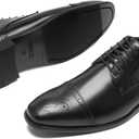 HEEZ Men's Dress Shoes, Classic Cap Toe Oxford for Men Non Slip, Comfortable Lace Up Derby Shoes for Formal Business Work Wedding Office Prom, Black Brogue, Size 10.5