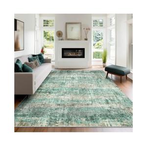 LEPEII 5x7 Area Rugs, Abstract Rugs for Living Room, Indoor Non-Slip Washable Rug for Bedroom, Dining Room, Low Pile Home Decor Neutral Area Rug-Green