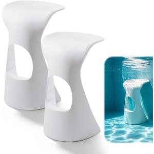 YEXEXINM 2 Pcs in Pool Stool 30-inches Tall Swim Up Pool Stools for Underwater Use Waterproof Weighted Bar Stool for Inside Pool, Patio Deck Seating,Outdoor Poolside, White