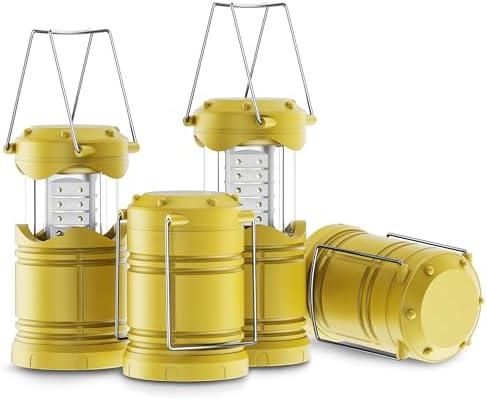 Lichamp 4 Pack LED Camping Lanterns, Battery Powered Camping Lights LED Collapsible Flashlight Portable Emergency Supplies Kit, A4YL