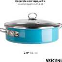 Vasconia Elegance 5-Quart Casserole with Glass Lid (Teal) Dishwasher, Grill & Oven Safe up to 480 (Enamel on Steel) Nonstick Interior, Stainless Handles, for Lasagna, Pot Roast, Sauce, Stew & Rice