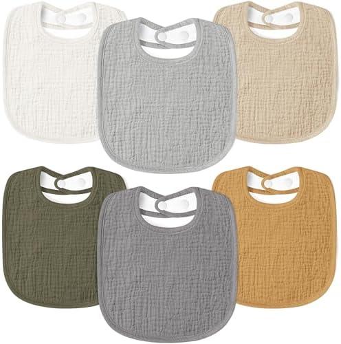 Susurration Muslin Baby Bibs 6 Pack Bandana Drool Bibs, Soft Square Adjustable Baby Drooling Bibs for Unisex Girls & Boys (Basic) Susurration Muslin Baby Bibs 6 Pack Bandana Drool Bibs, Soft Square Adjustable Baby Drooling Bibs for Unisex Girls & Boys (Basic)