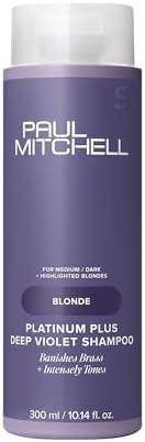 Paul Mitchell Platinum Plus Deep Violet Shampoo, Banishes Brass + Intensely Tones, Ideal for Blonde, Highlighted, Gray or Silver Hair (Conditioner included)