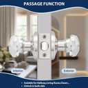 Orger 5 Pack Glass Door Knobs for Hallway and Closet, Crystal Passage Door Knobs with Round Diamond Shape, Non-Locking Interior Door Handles, Round Rosette with Satin Nickel Finish