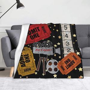 Movie Theater Cinema Admit One Ticket Blankets Ultra-Soft Micro Fleece Blankets Anti-Pilling Flannel Throw Blanket for Bed Couch Warm and Cozy for All Seasons 60"x50"