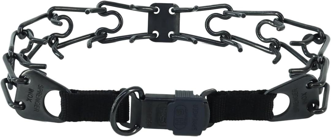 Herm Sprenger - Stainless Steel Ultra-Plus Prong Dog Training Collar with ClicLock - Black - 4 mm x 20" Neck Size; 25" Chain Length