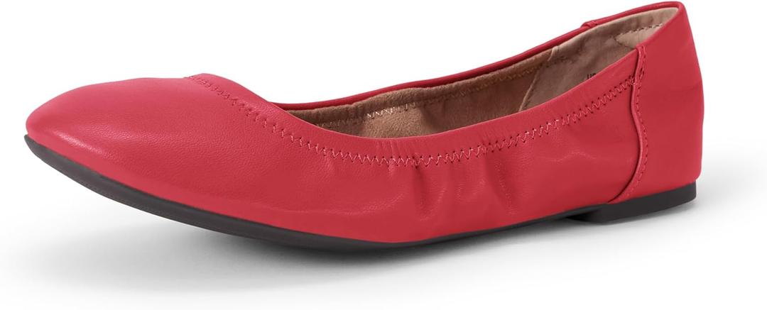 Amazon Essentials Women's Belice Comfortable Slip-On Ballet Flats Shoes, Bright Poppy Red, 9