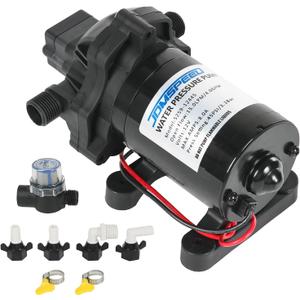 4.0 GPM 12V DC 45 PSI Revolution Water Pump with Pressure Switch Compatible with Camper, RV, Shower, Sprayer