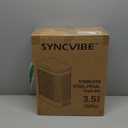 SYNCVIBE Slim Bathroom Trash Can with Soft Close Lid Stainless Steel Garbage Can Step Trash Bin with Removable Inner Bucket for Bedroom, Office, Kitchen (Matt White, 3.5 Gallons)