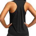 Women's Workout Tank Tops - Mesh Back Sleeveless Shirts, 4-Way Stretch Loose Fit Athletic Tops for Gym Yoga Running, Medium, Black